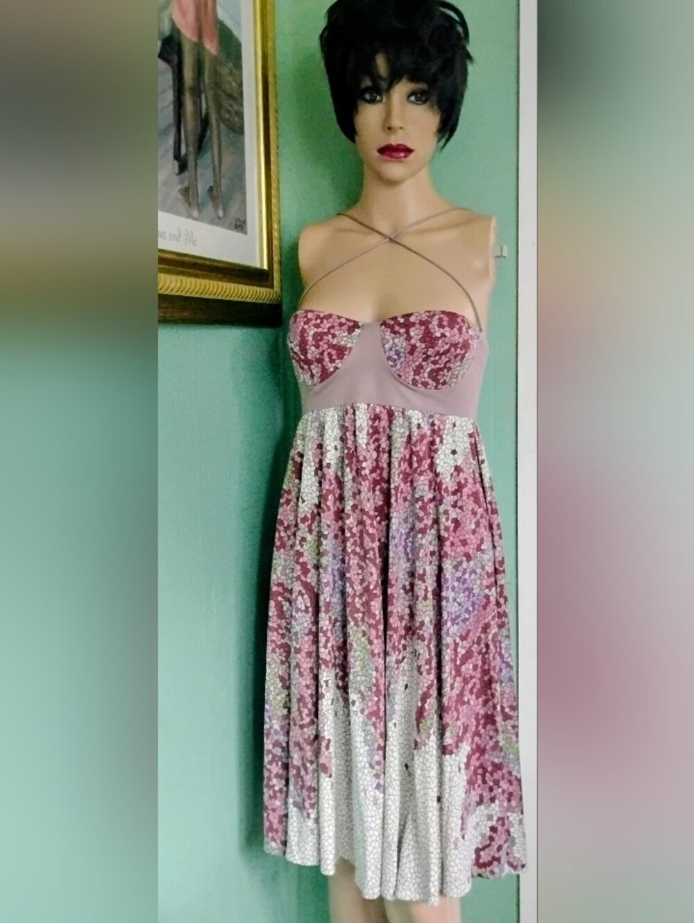 Mara Hoffman S Silk Lavender Blue Pink Bustier Resort Evening Flowy Dress USA